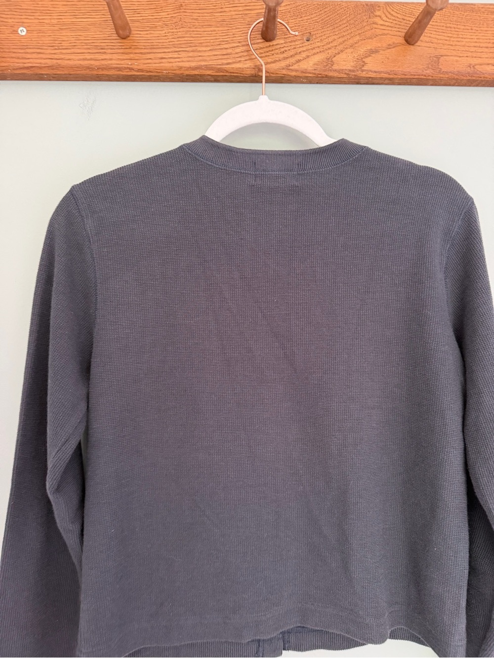 Vintage 90s Abercrombie & Fitch 100% Cotton Navy Blue Waffle Texture Cardigan - Picture 9 of 13